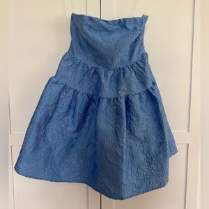 Hello Molly Sky Blue Smocked Strapless Dress M